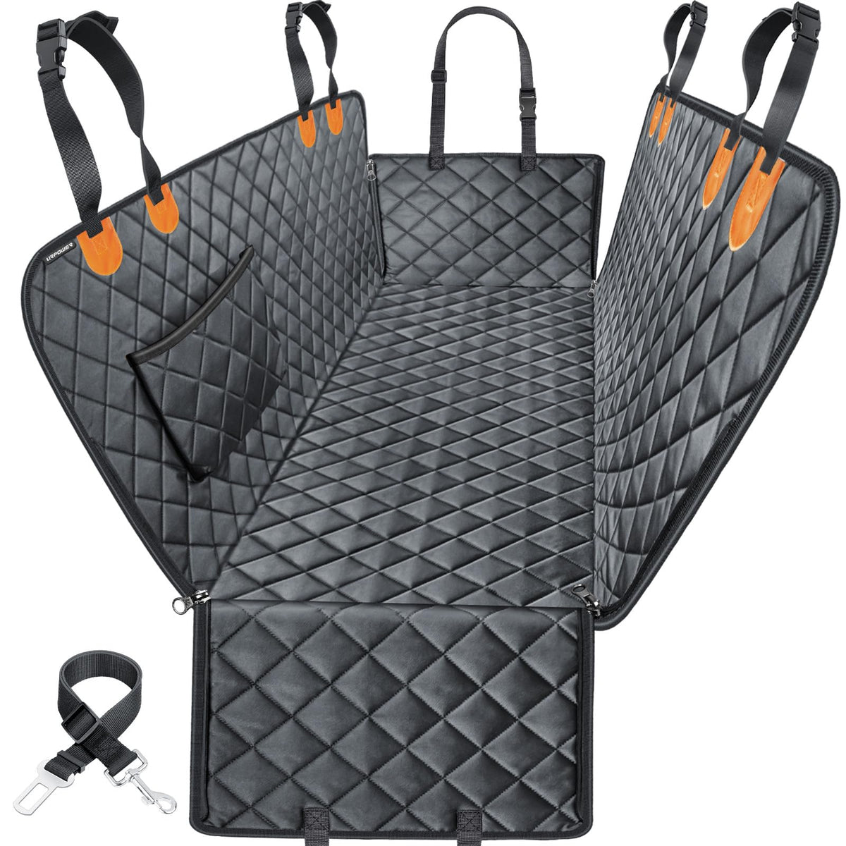 URPOWER dog car seat cover with hammock and side flaps protects backseat and doors.