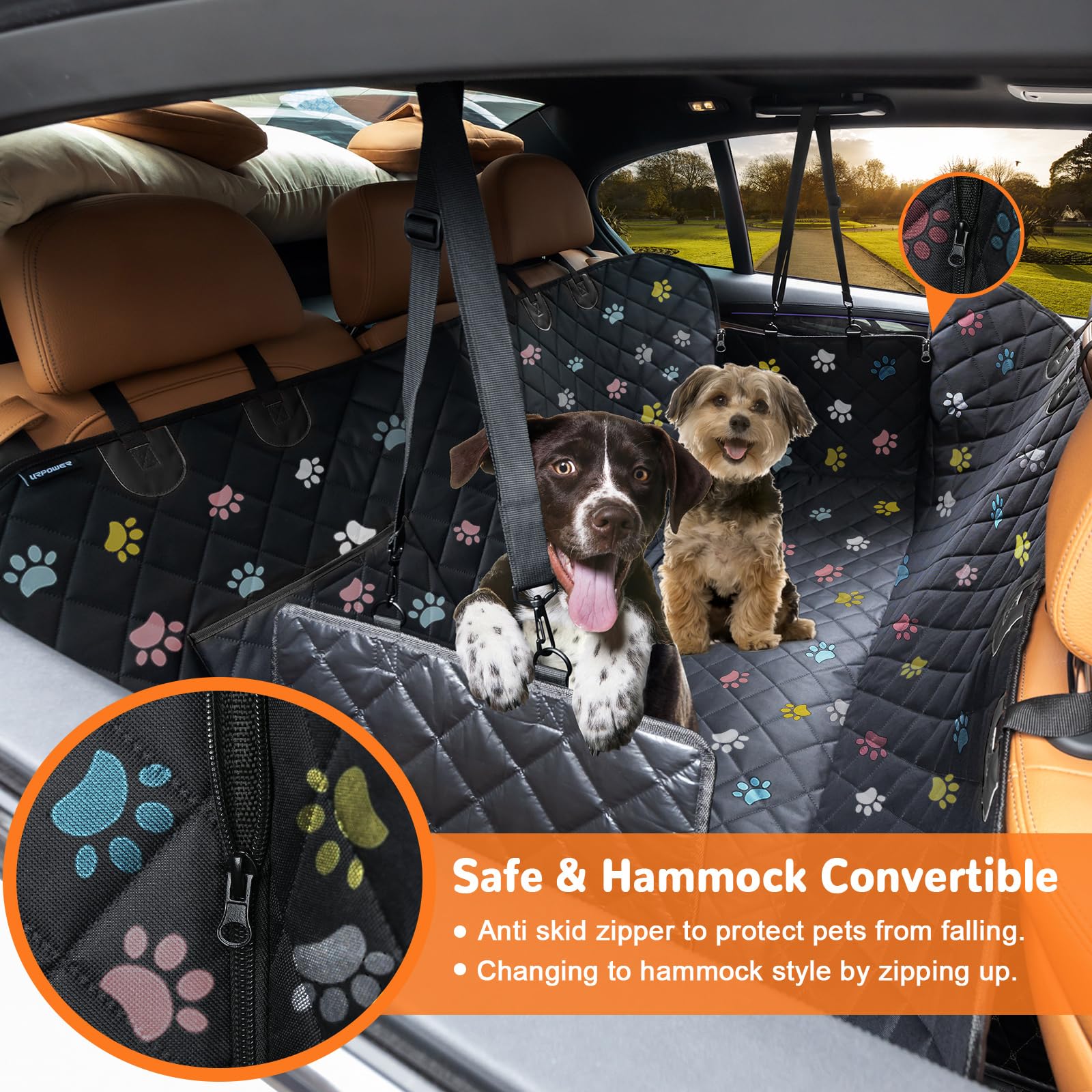 URPOWER dog car seat cover side flaps guard doors and ease entry