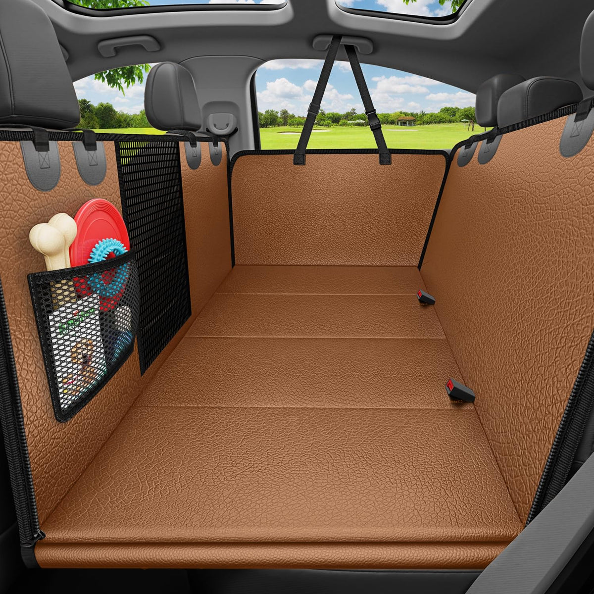 URPOWER dog car seat cover with waterproof hammock protecting seats during messy road trips