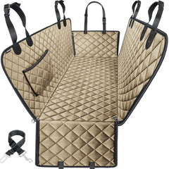 URPOWER dog car seat cover shows waterproof hammock protecting rear seat from spills and mud