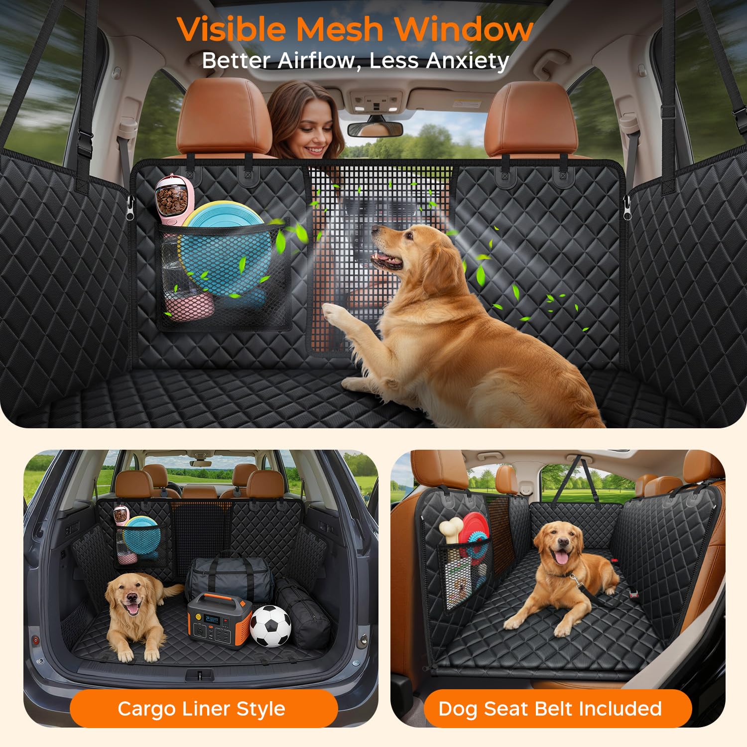 URPOWER dog hammock offers full coverage to protect seats and hair.