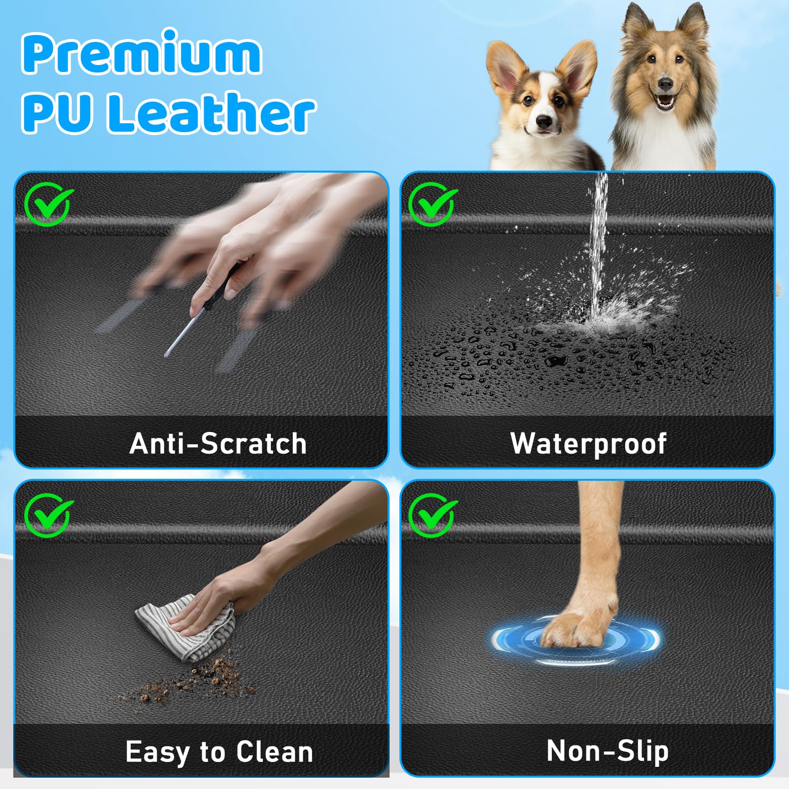 URPOWER dog hammock with waterproof leather for easy cleaning.