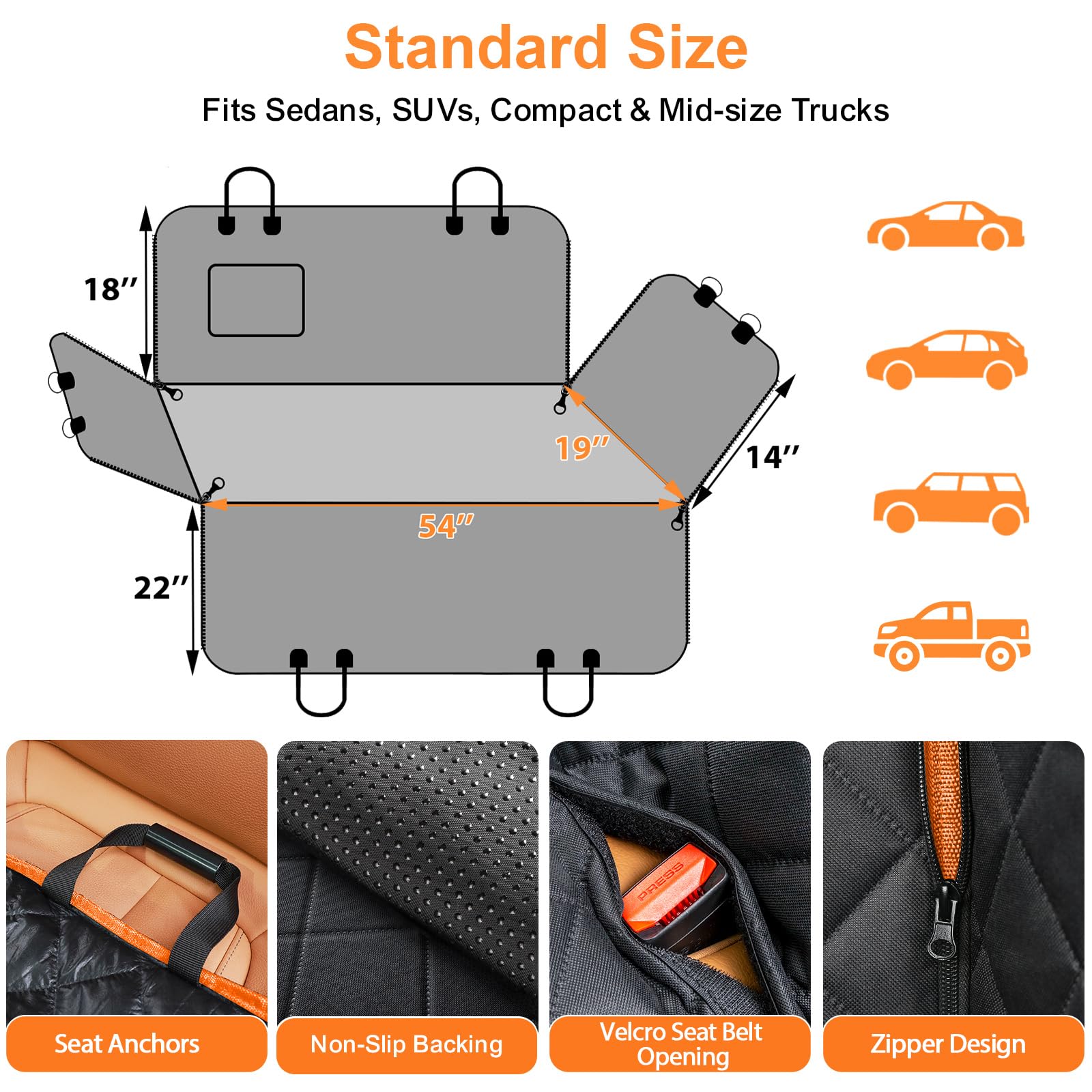URPOWER universal-fit backseat cover works with sedans, SUVs, and trucks.