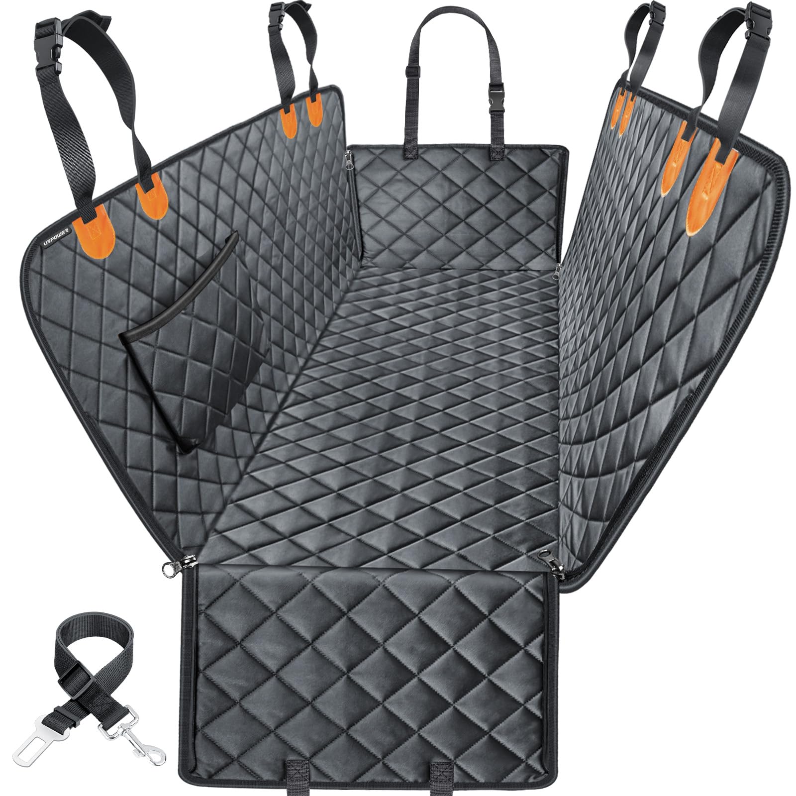 URPOWER dog seat cover hammock waterproof protects backseat from mud and fur.