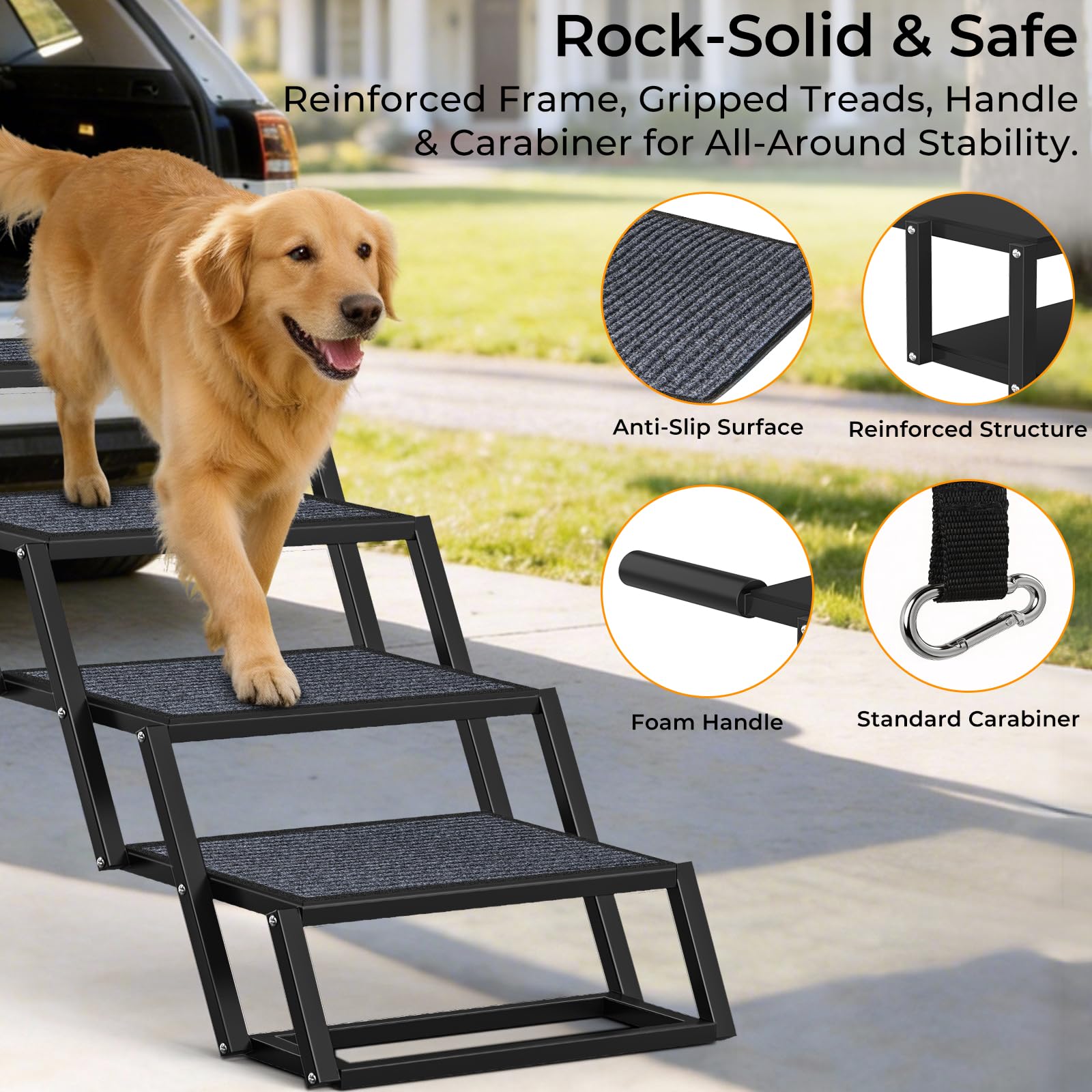 URPOWER dog stairs folded to a compact profile for storage