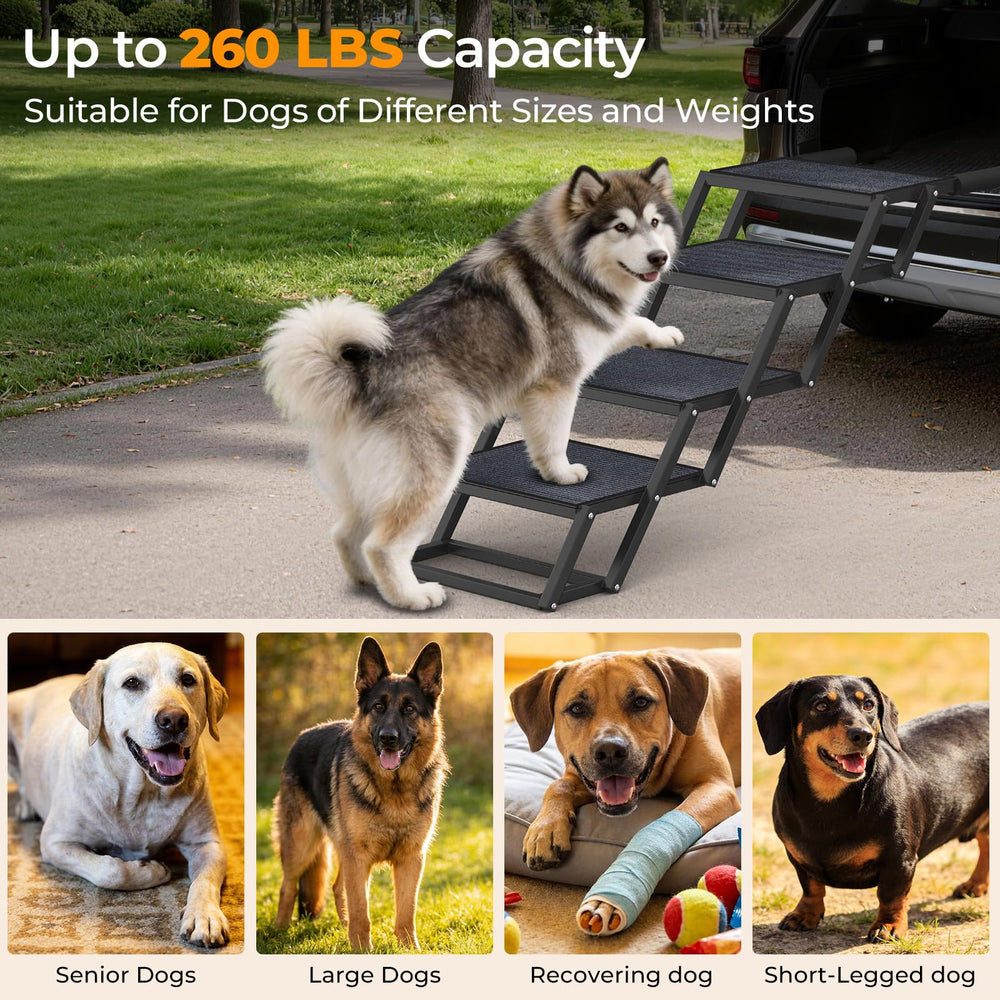URPOWER dog stairs non-slip carpet surface provides traction