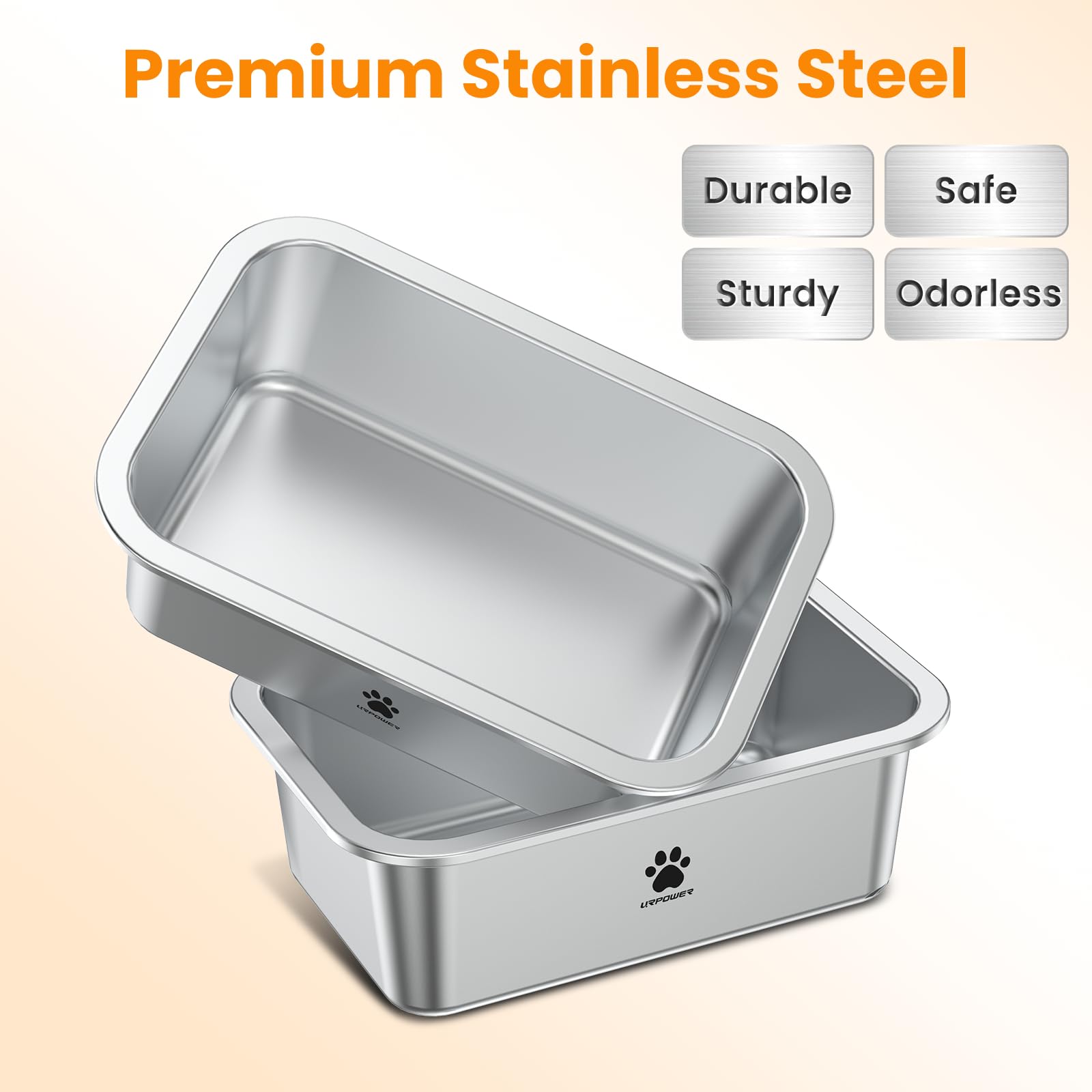 URPOWER dual bowls keep food and water separate for fresher meals.