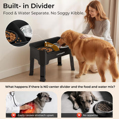 URPOWER center divider keeps kibble and water separate for tidy meals.