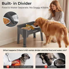 URPOWER four-height adjustable bowls grow with your dog for comfort.