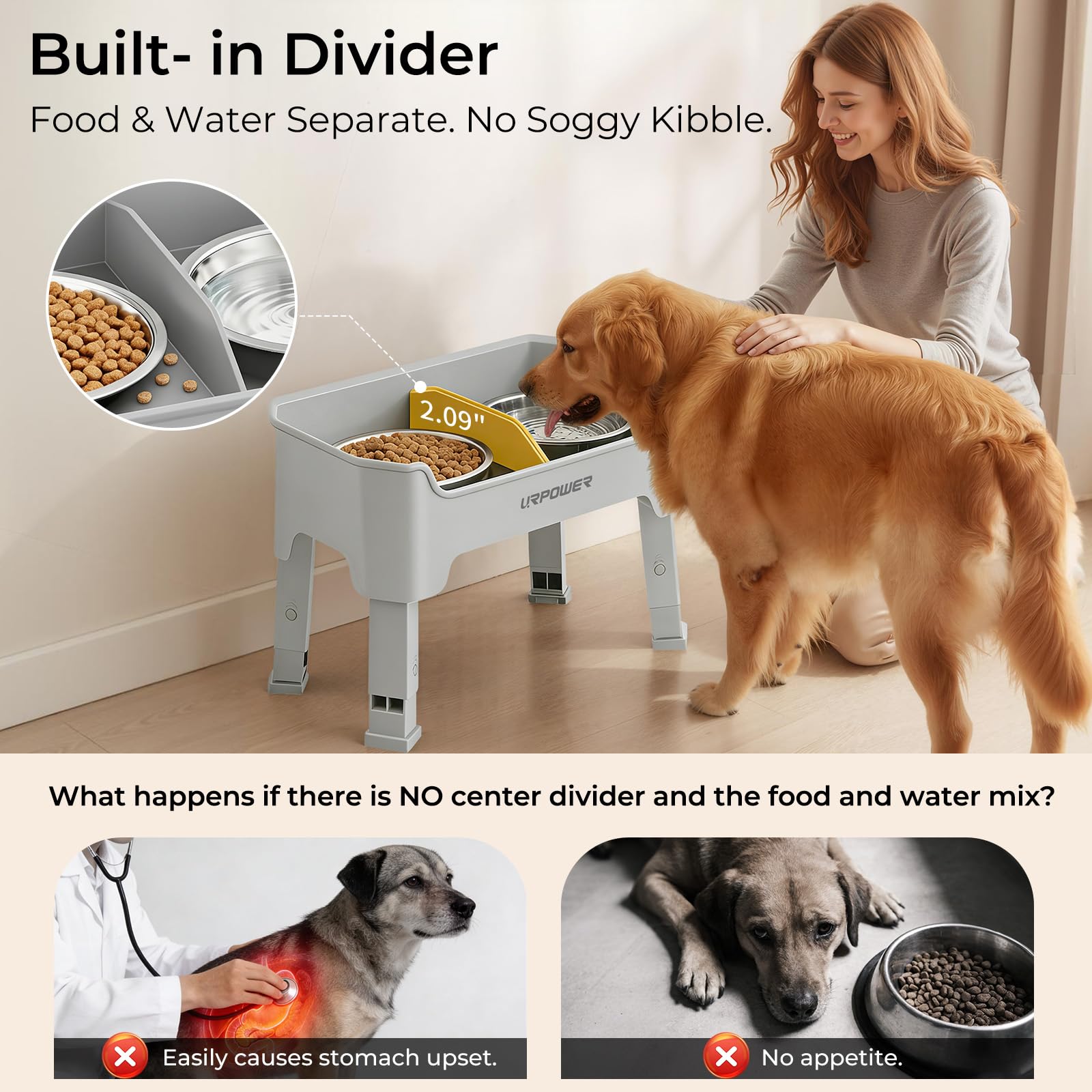 URPOWER four-level height adjustable stand grows with your dog