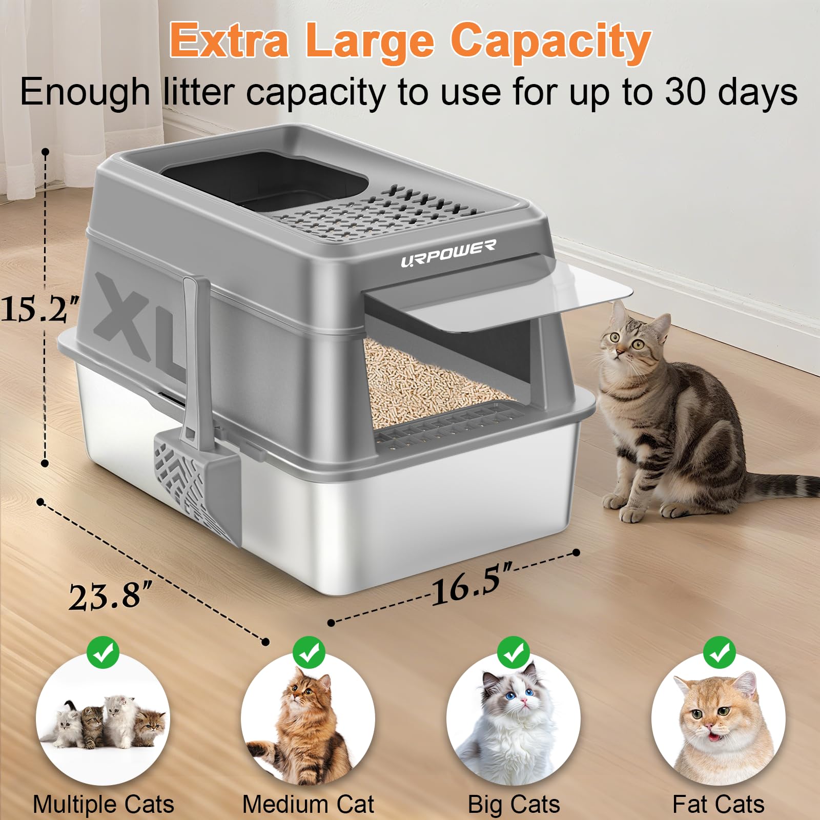 URPOWER front-entry with steps helps short-legged or elderly cats enter easily.