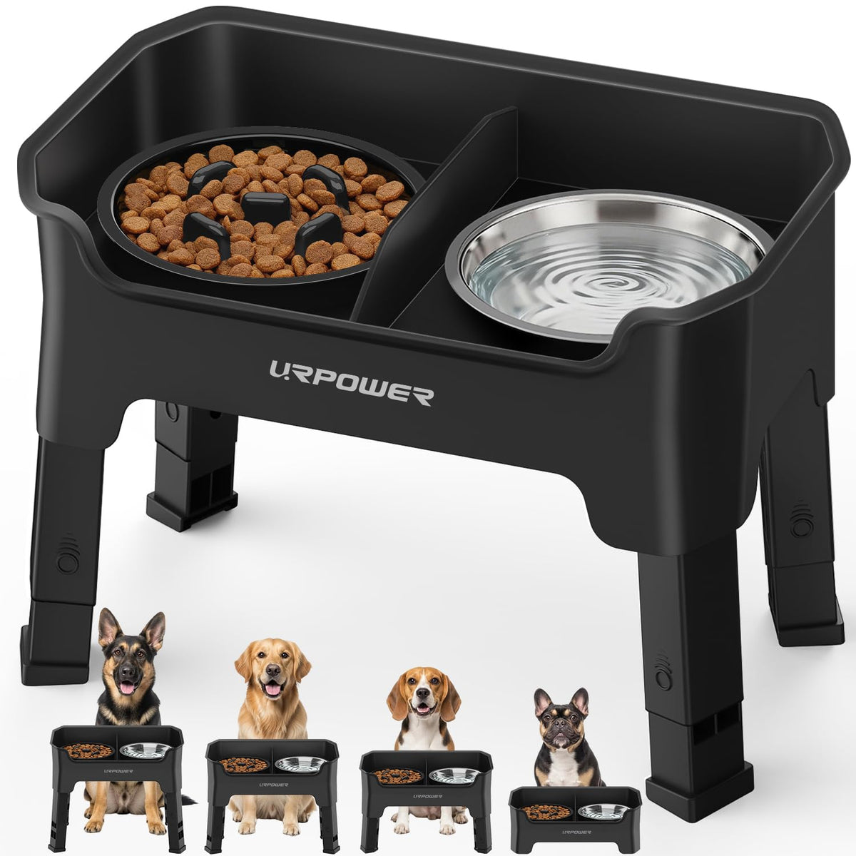 URPOWER mess-proof elevated dog bowls keep floors clean.