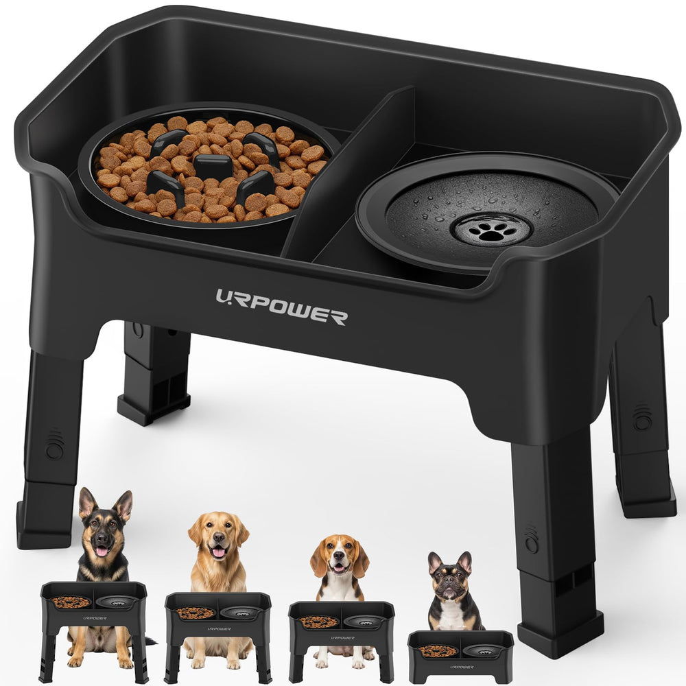 URPOWER mess-proof elevated dog bowls stand reduces mess during meals.