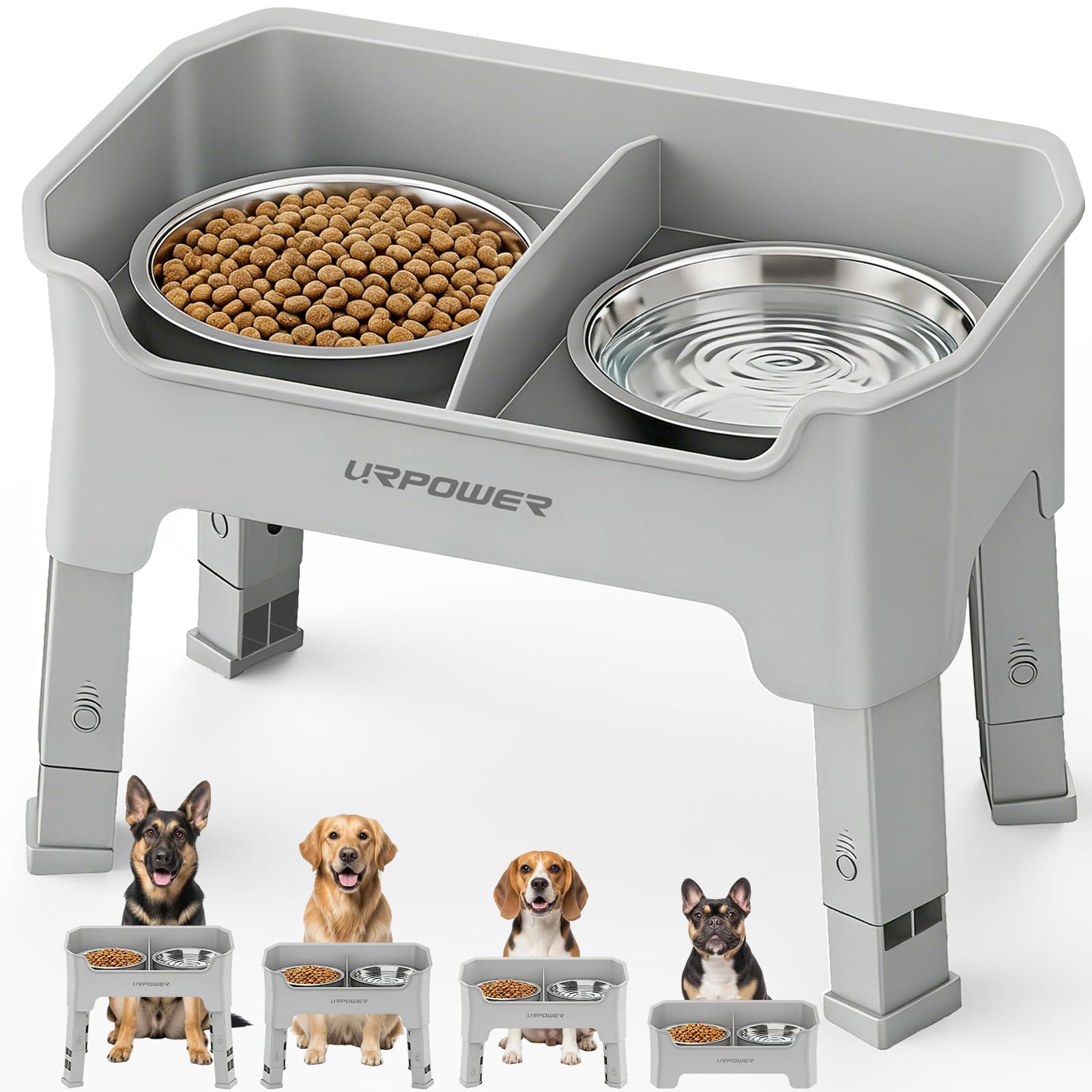 URPOWER mess-proof elevated dog bowls keep feeding areas cleaner
