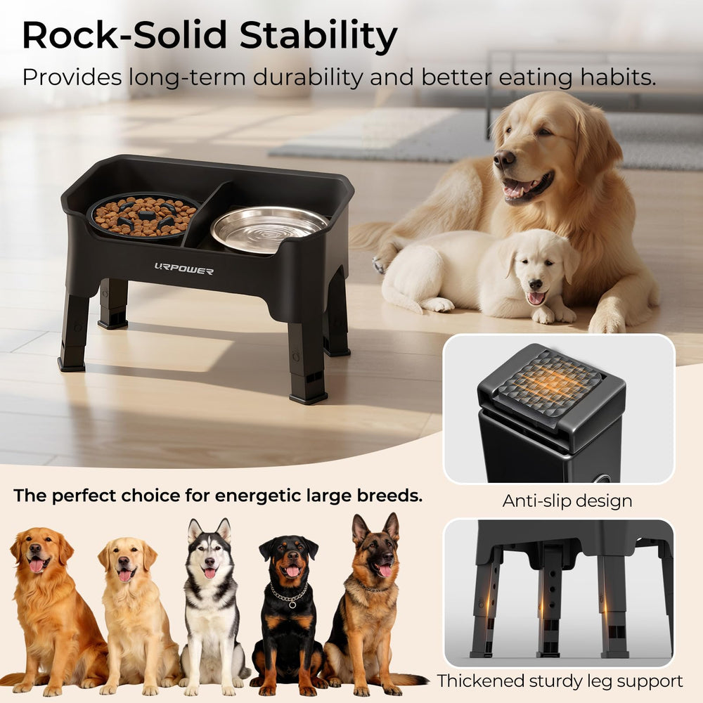 URPOWER non-slip rubber feet stabilize bowls on smooth floors.