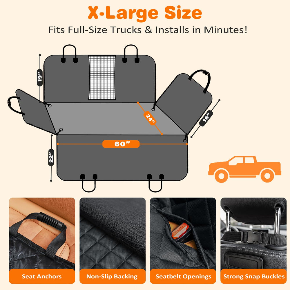 URPOWER seat anchors and non-slip backing keep the cover in place.
