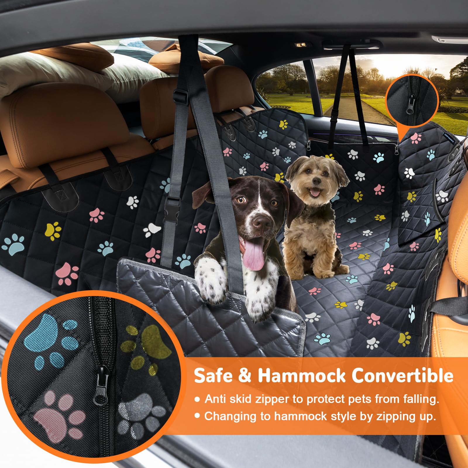 URPOWER seat cover fits sedans and SUVs for full backseat protection.