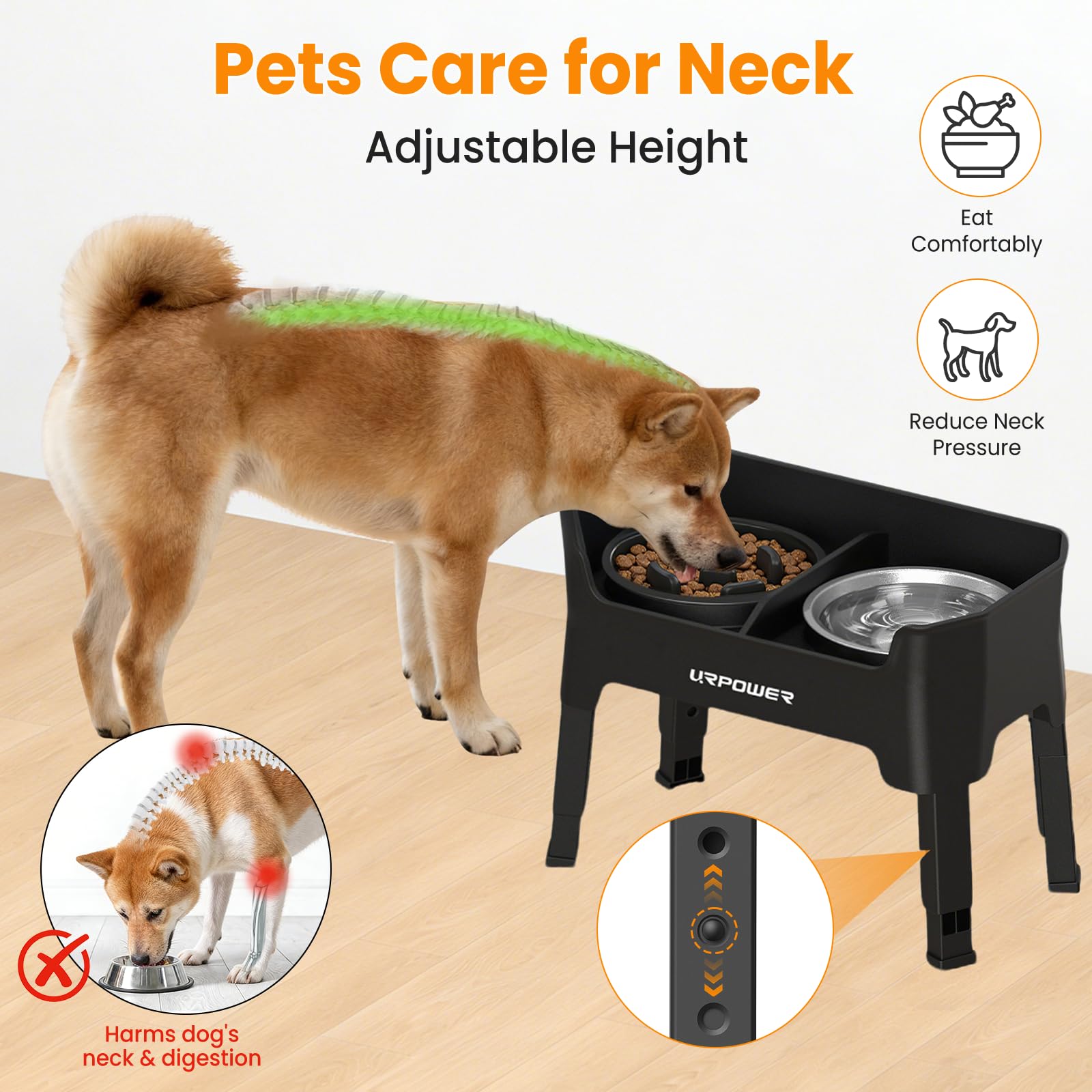URPOWER slow feeder bowl helps pace meals and supports digestion.