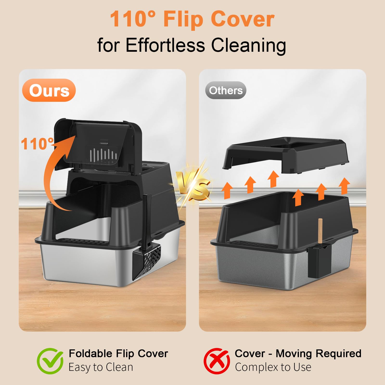 URPOWER litter box front-entry design for convenient access