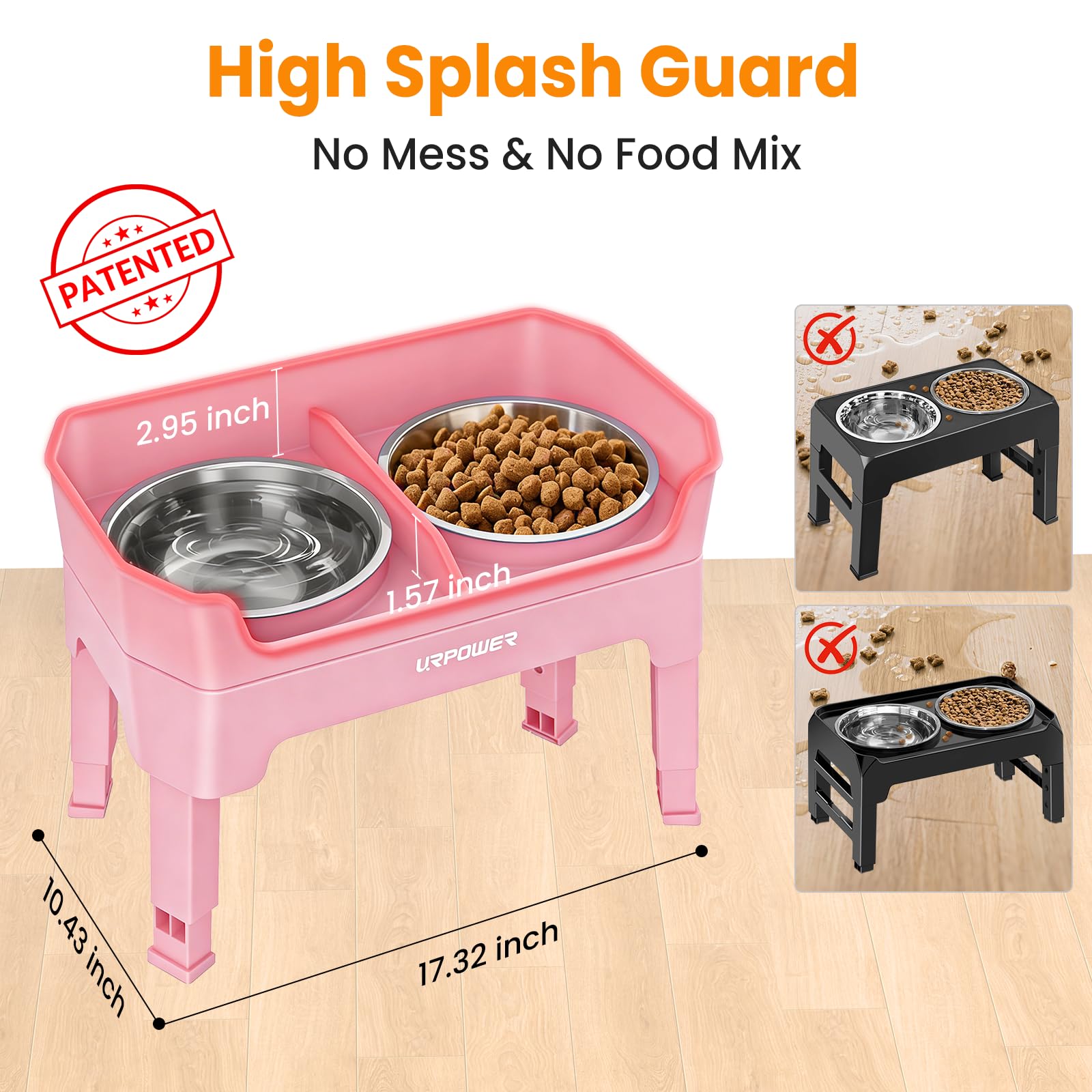 URPOWER stainless steel bowls provide durable, easy-clean dining for dogs.