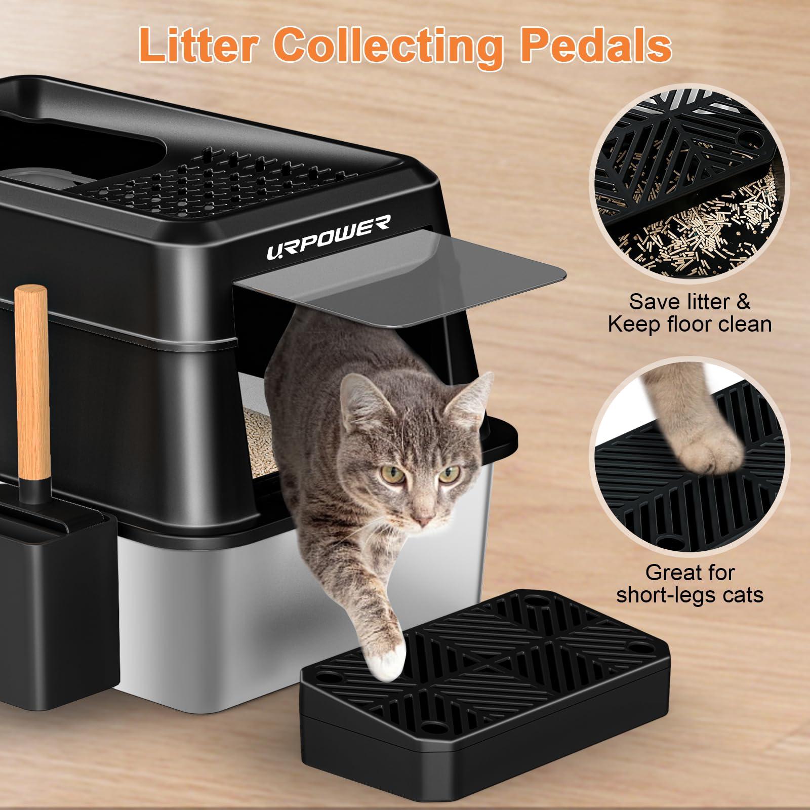 URPOWER semi-enclosed design helps contain smells and provide privacy.
