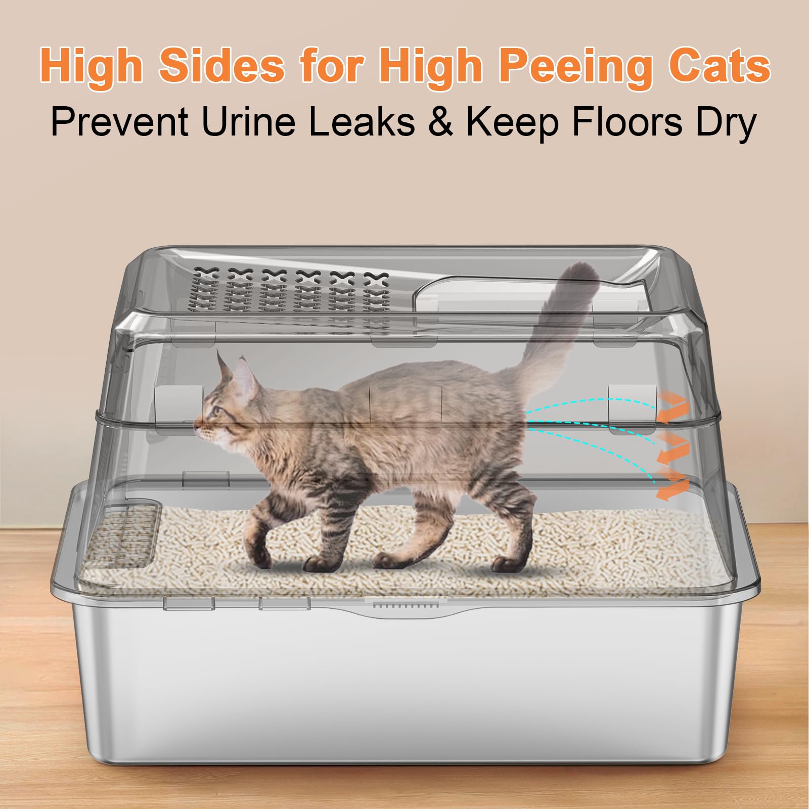 URPOWER top-entry litter box provides convenient access for large cats and minimizes mess.