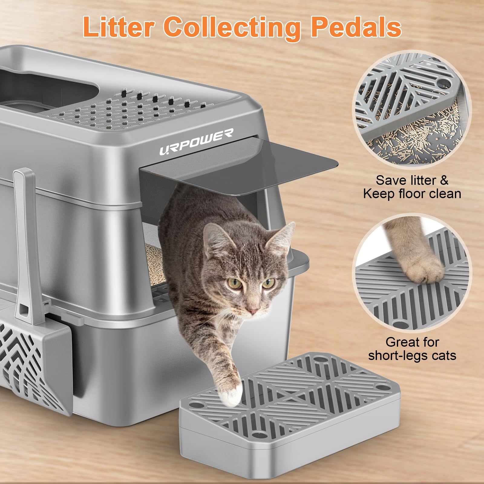 URPOWER triple-filter pedal design keeps litter contained and easy to clean.