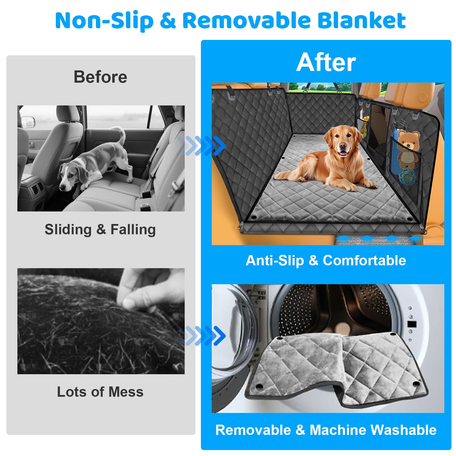 URPOWER waterproof dog hammock protects upholstery while offering comfy ride
