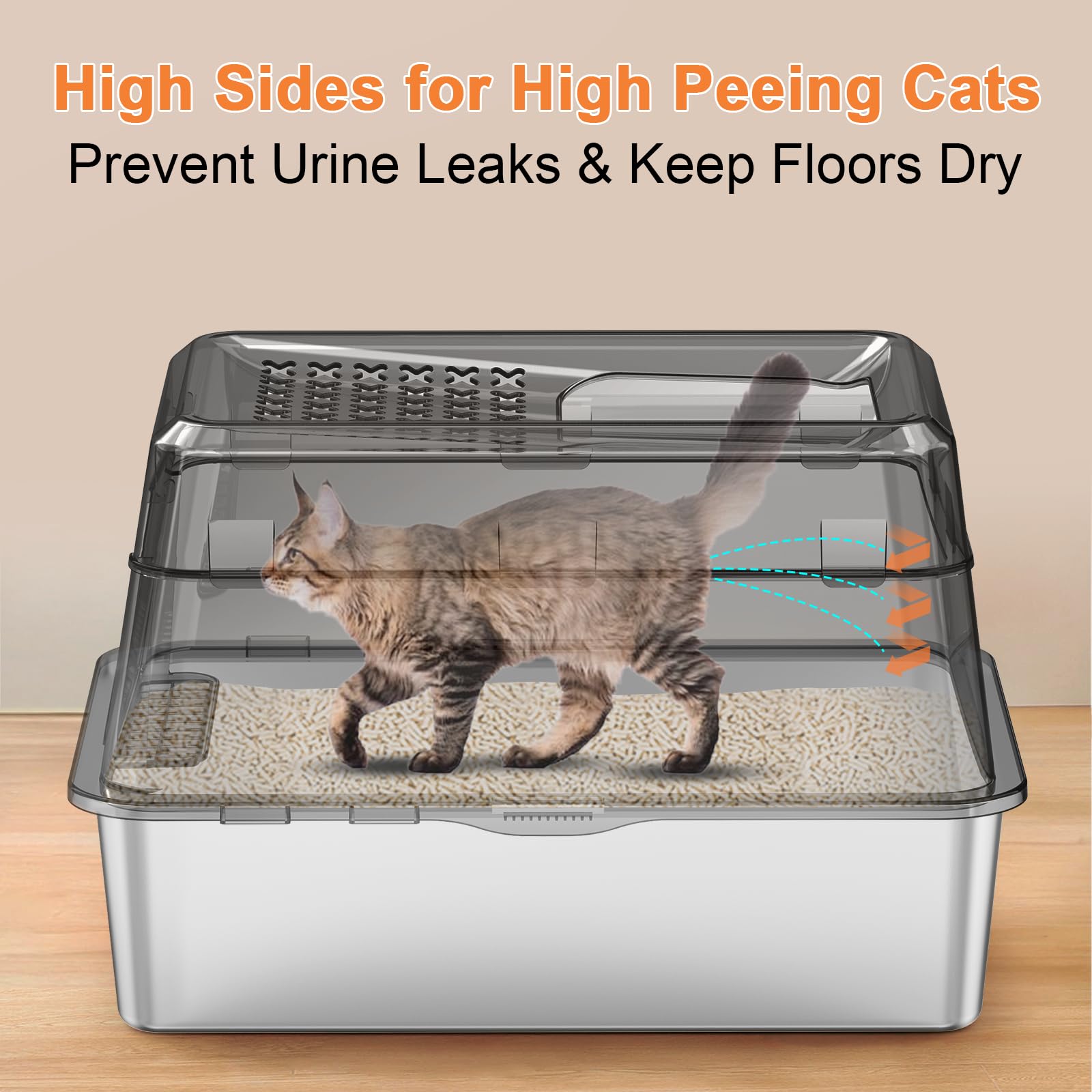 URPOWER XL cat litter box with high sides for mess-free use.