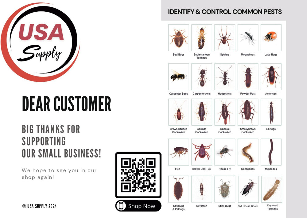 USA Supply Pest Identification Card included for quick pest checks.