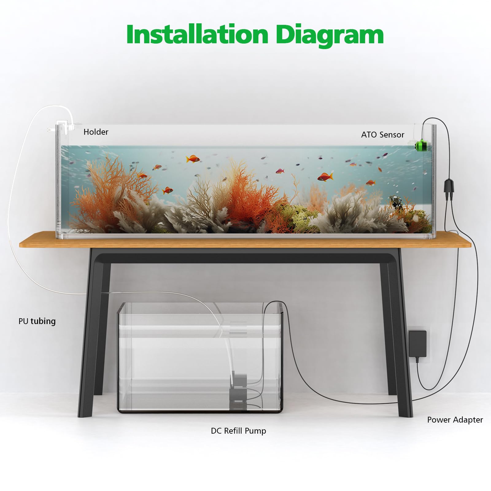 Useek ATO compact design fits rimmed or rimless tanks for clean setup.