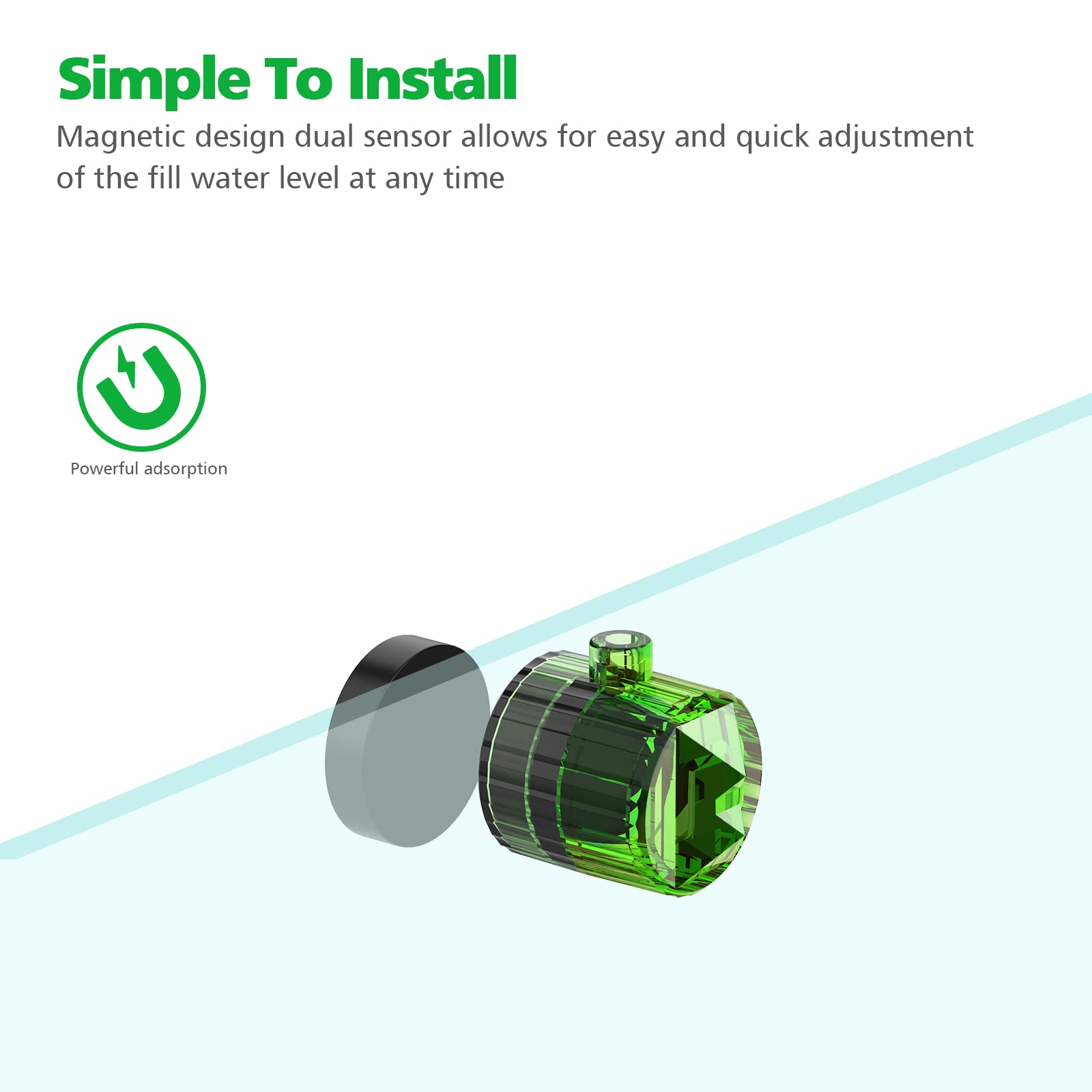 Useek compact ATO module helps conserve space in the sump area.