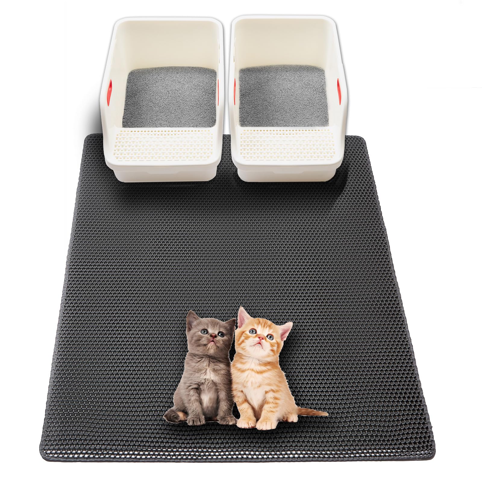 USHARP XL cat litter mat front view shows large size and litter trapping capability.