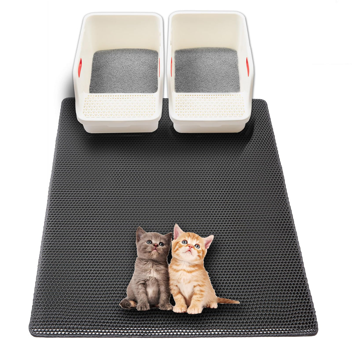 USHARP XL cat litter mat front view shows large size and litter trapping capability.