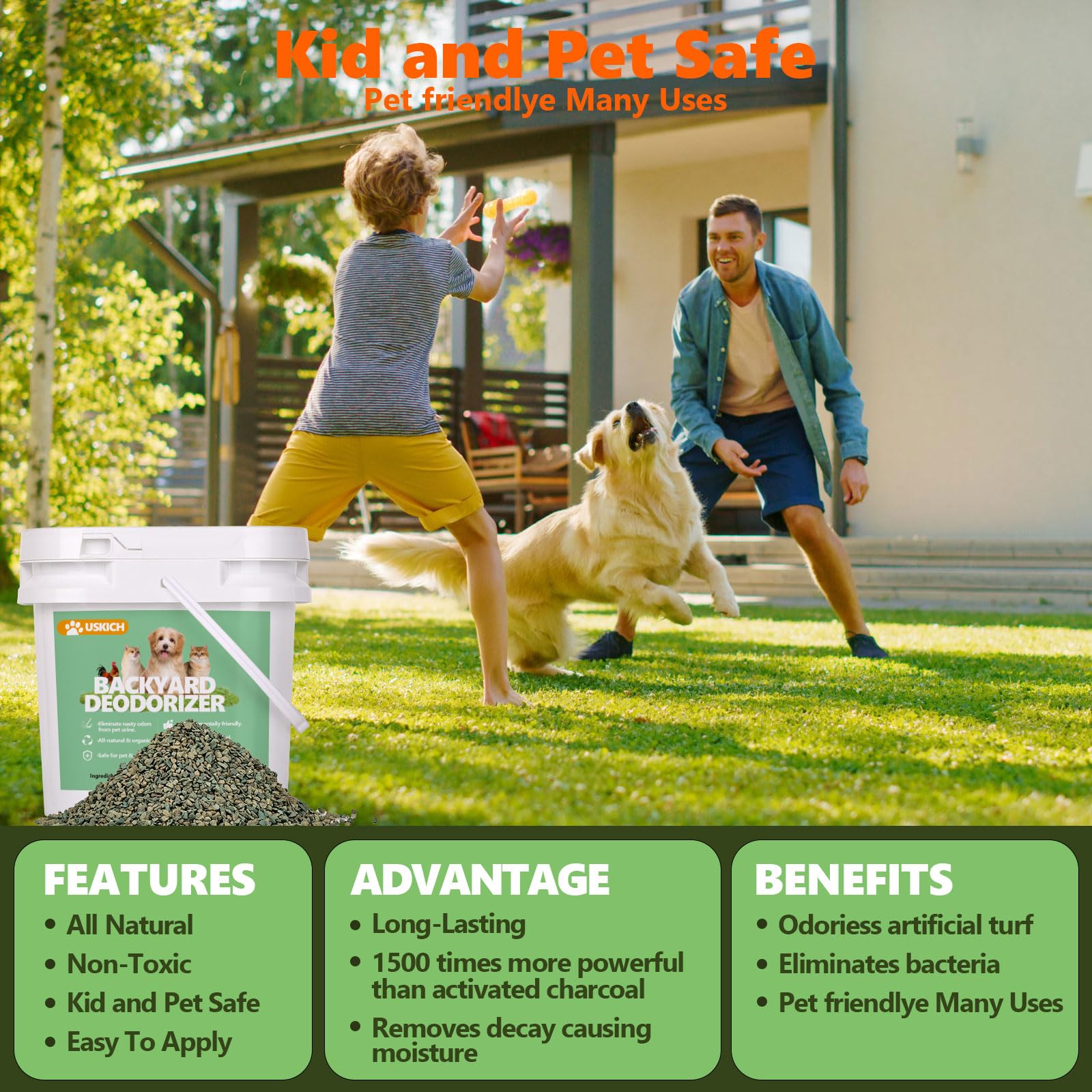 USKICH Backyard Deodorizer resists rain, maintaining odor control after rainfall