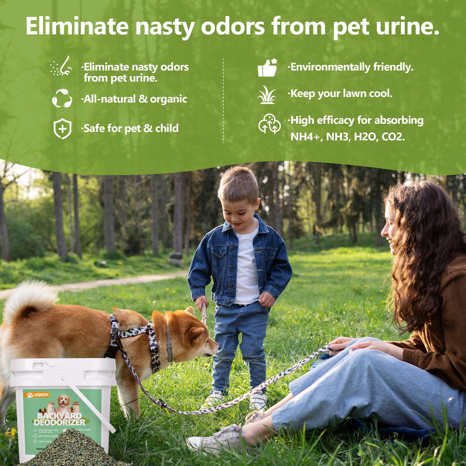 USKICH Backyard Deodorizer in a play area, helping keep surfaces pleasant