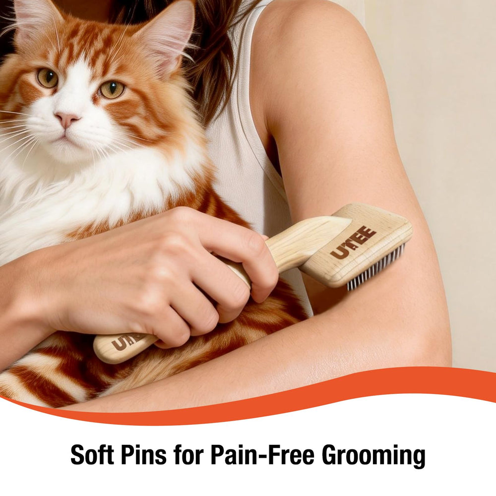 Suitable for long-haired coats to reduce tangling with UTEE Slicker Brush.