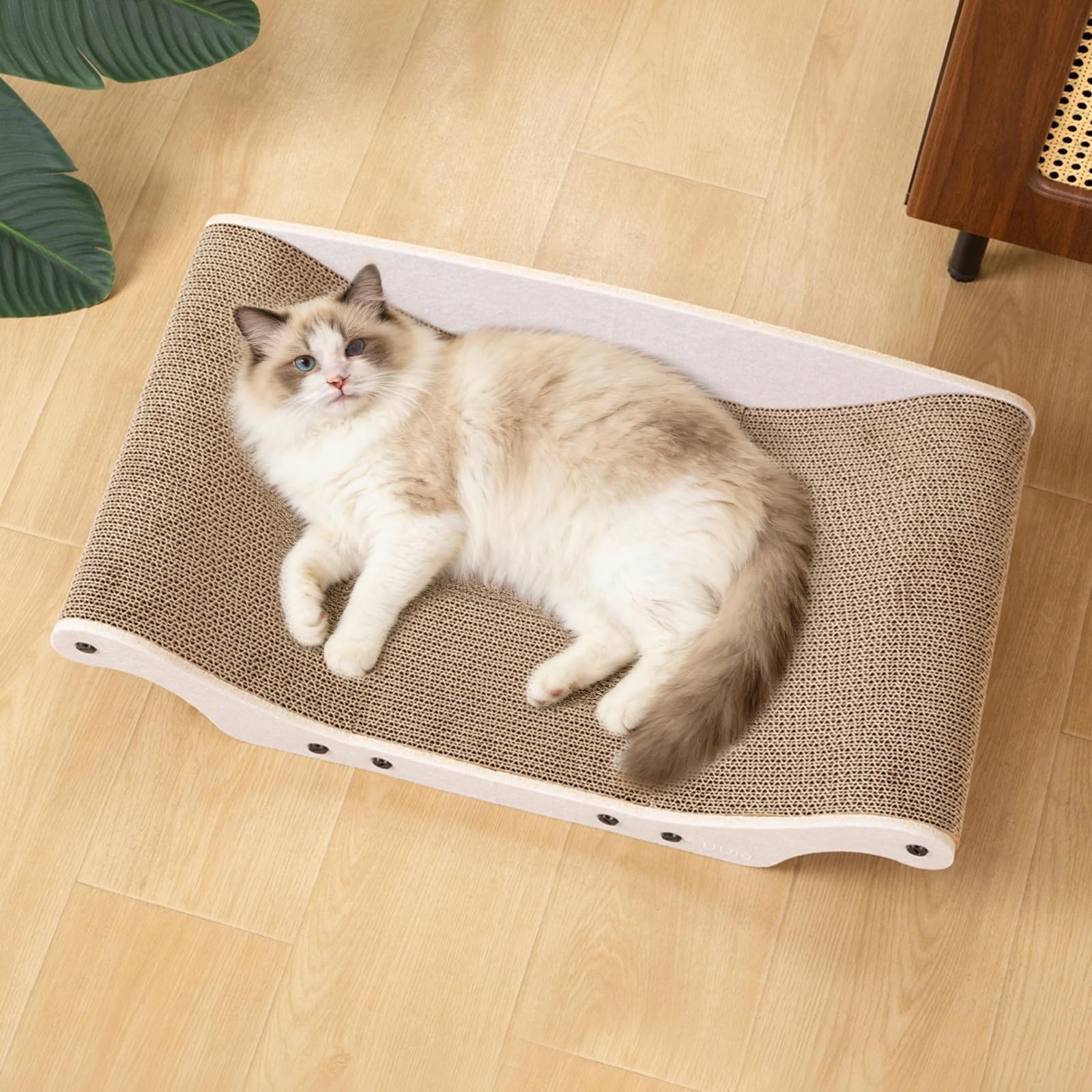 UUig cat scratcher bed assembly shown in three quick steps for easy setup.