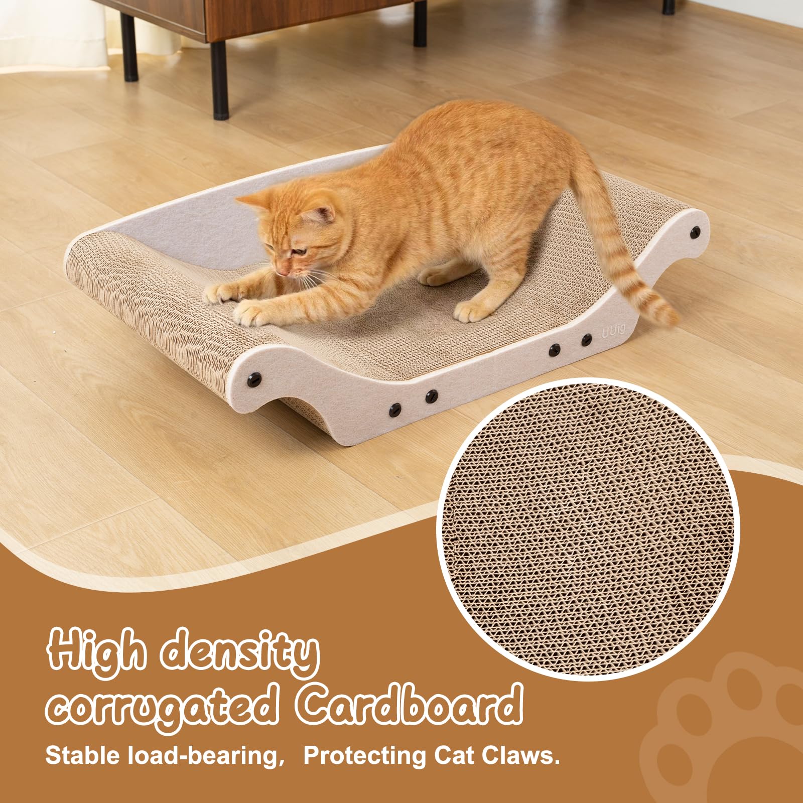 UUig cat scratcher bed sleep-friendly shape promotes natural resting posture.
