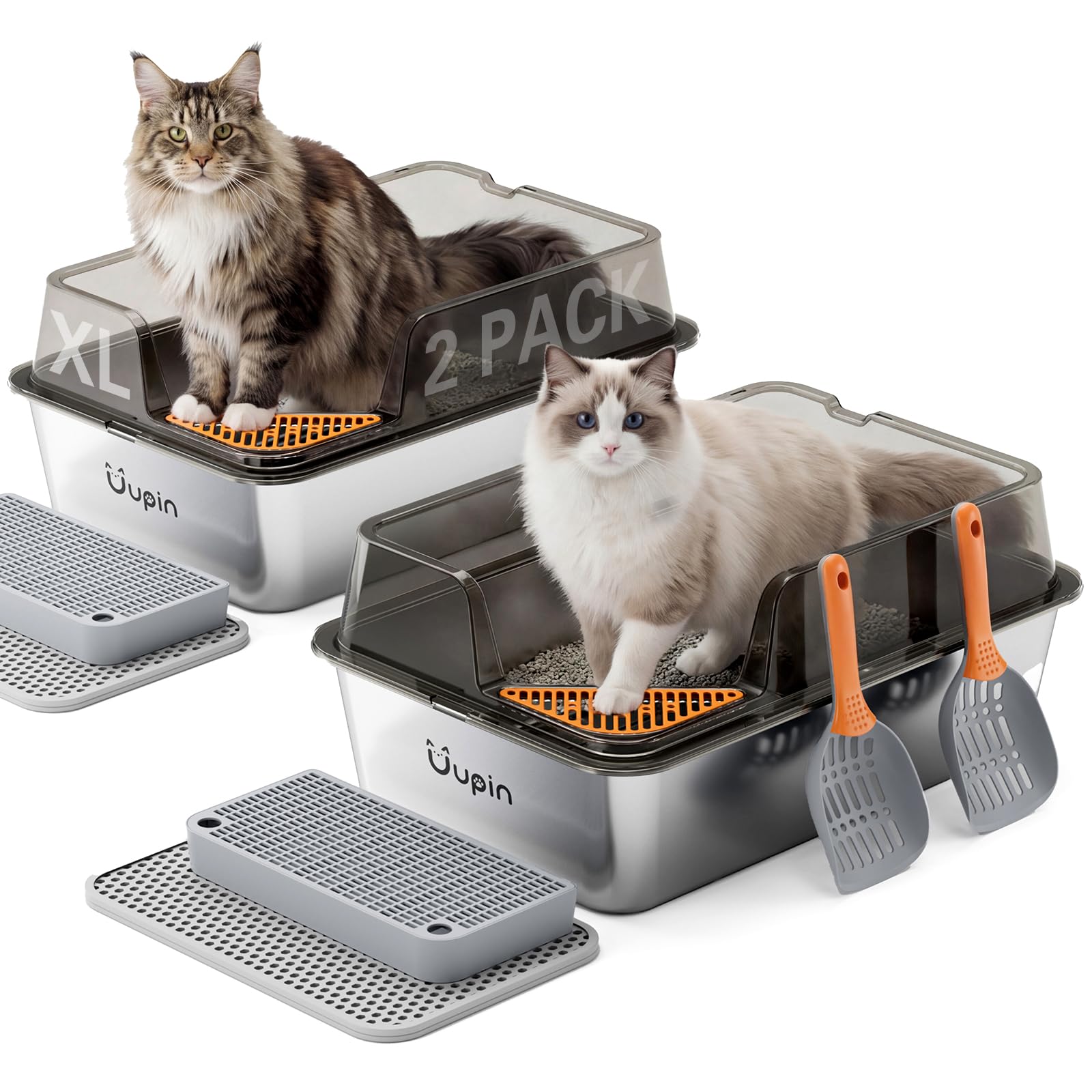 Uupin XL 2-pack litter box main view shows ample space for large cats.