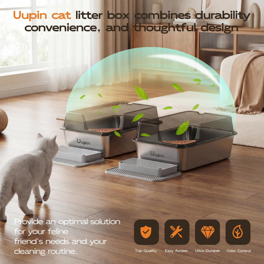Uupin XL angled-entry design reduces litter scatter during exits.
