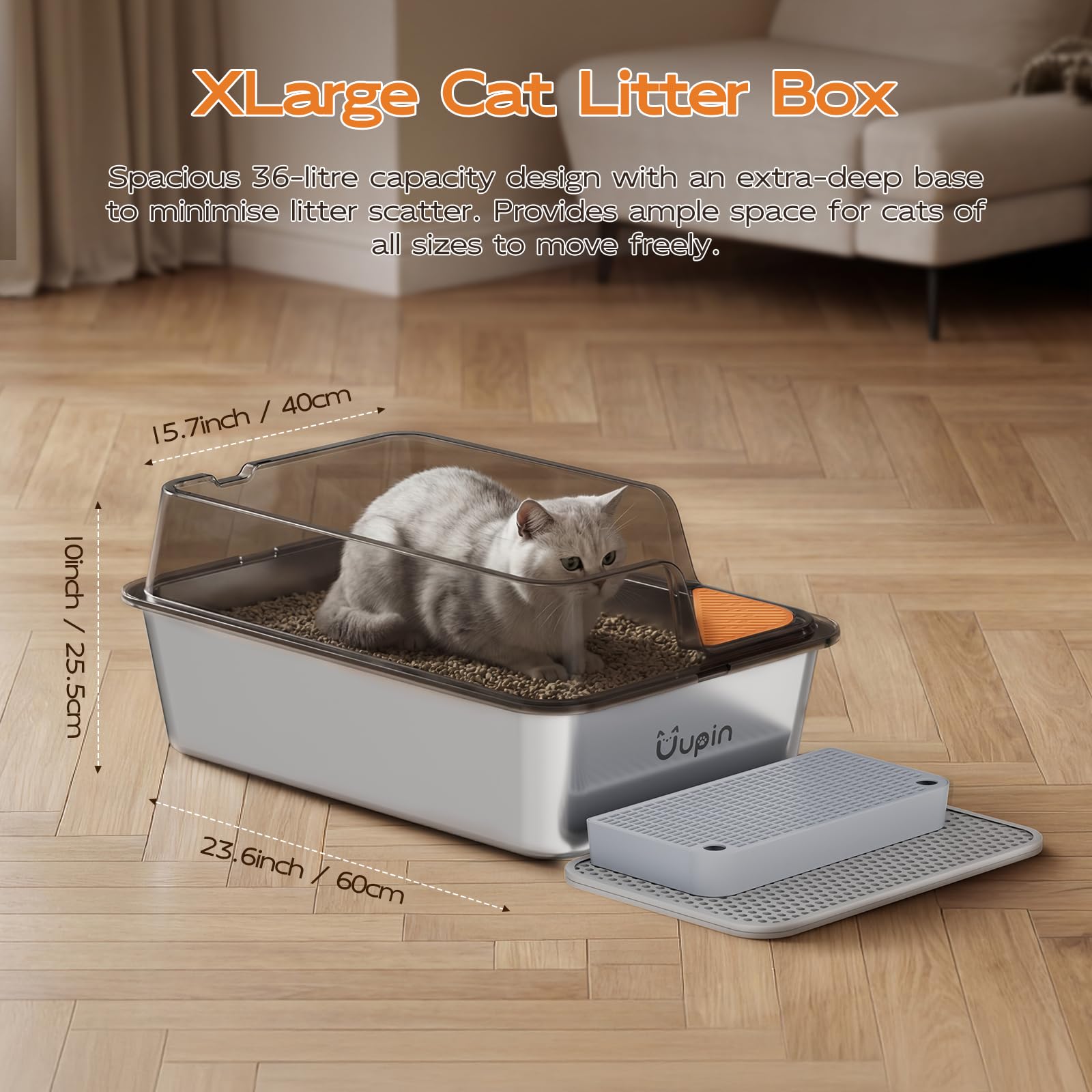 Uupin XL semi-transparent upper shell provides privacy while enabling monitoring.