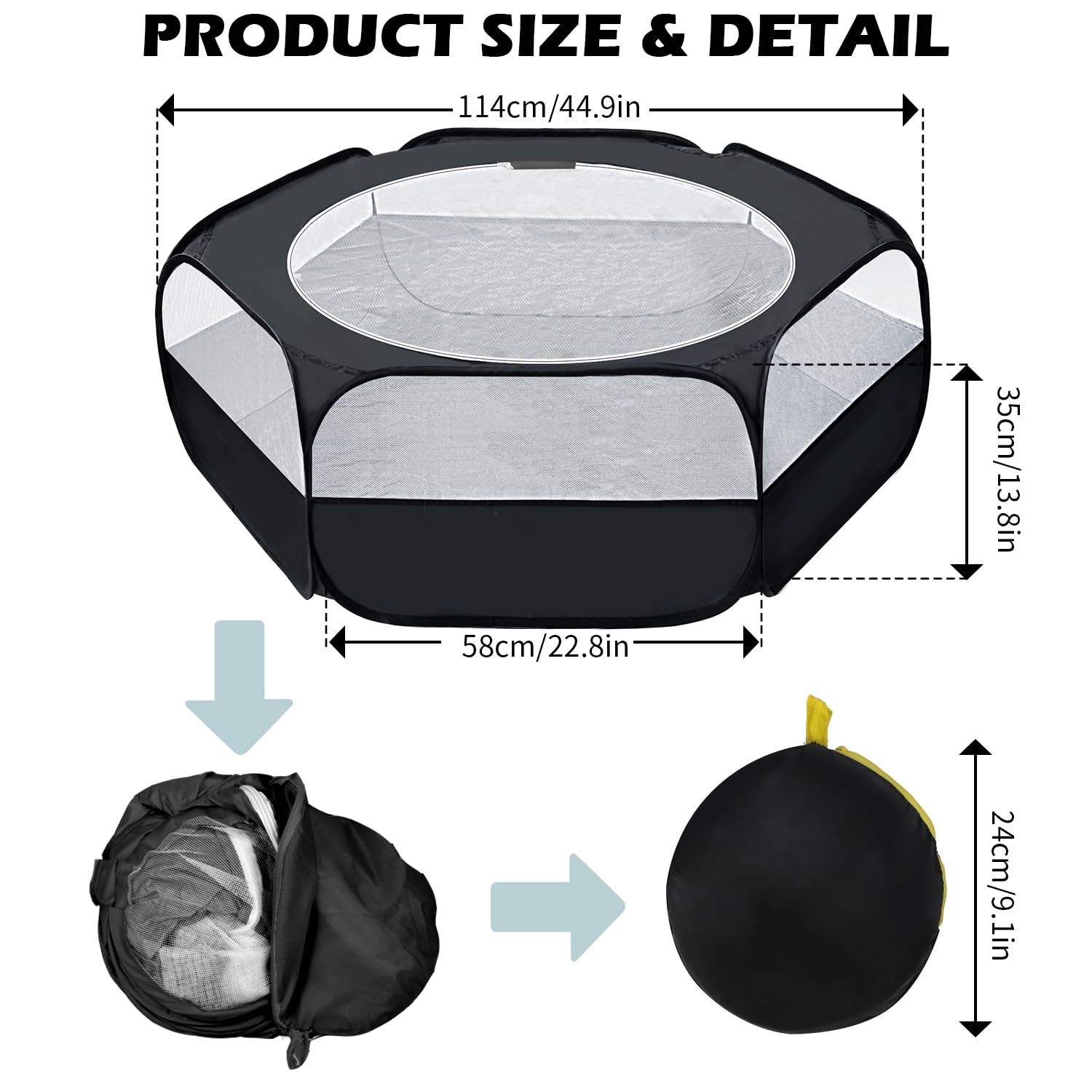 UWE playpen breathable mesh panels allow quick status checks of pets.