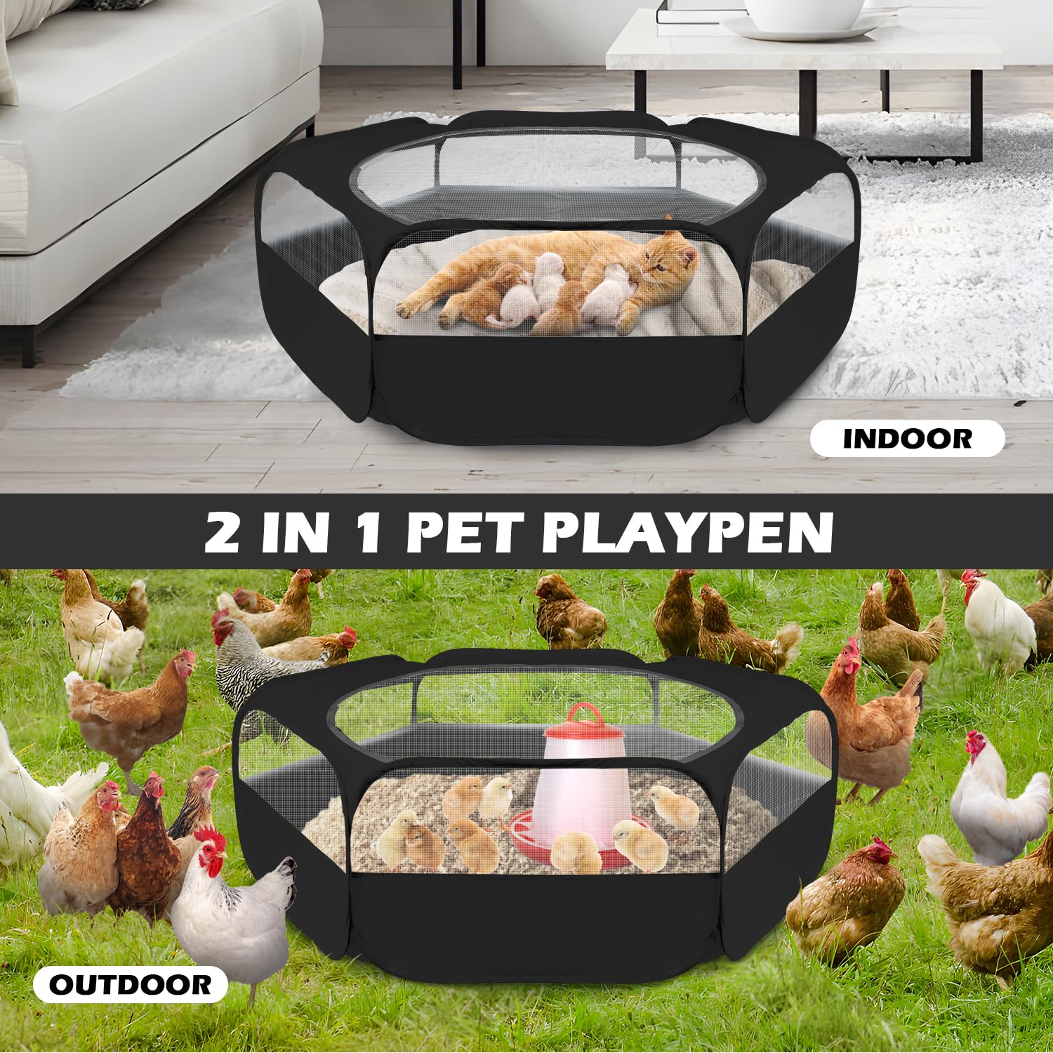 UWE small animal playpen in waterproof fabric keeps habitat clean and dry.