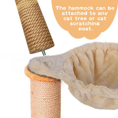 UXIETIN beige cat hammock attachment design demonstrates secure cat-tree fit.