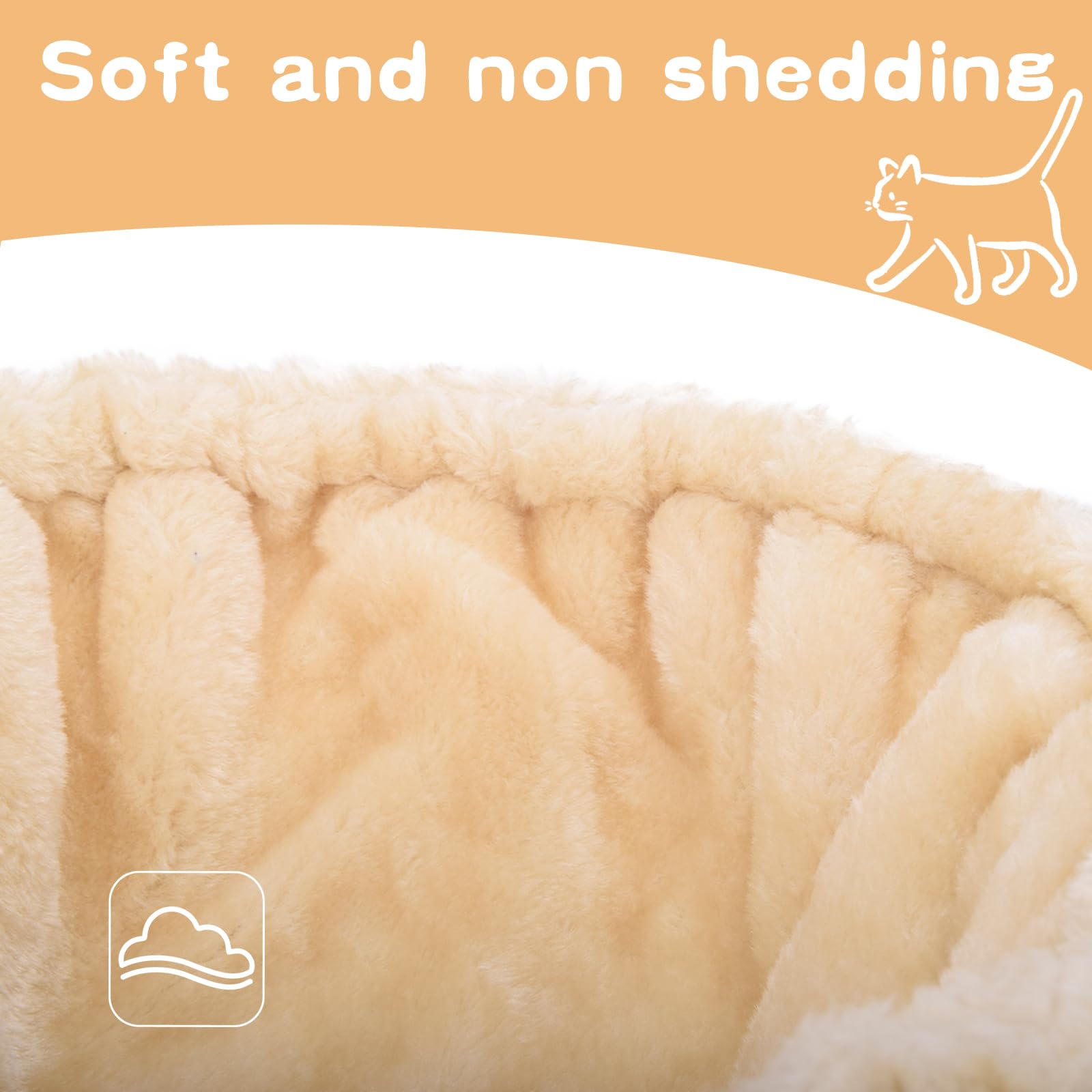 UXIETIN beige cat hammock deep basket close-up shows plush warmth.