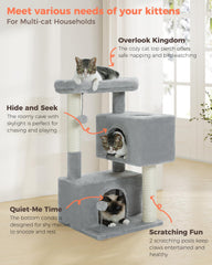 UYMI 32-inch cat tree sisal posts promote natural scratching.