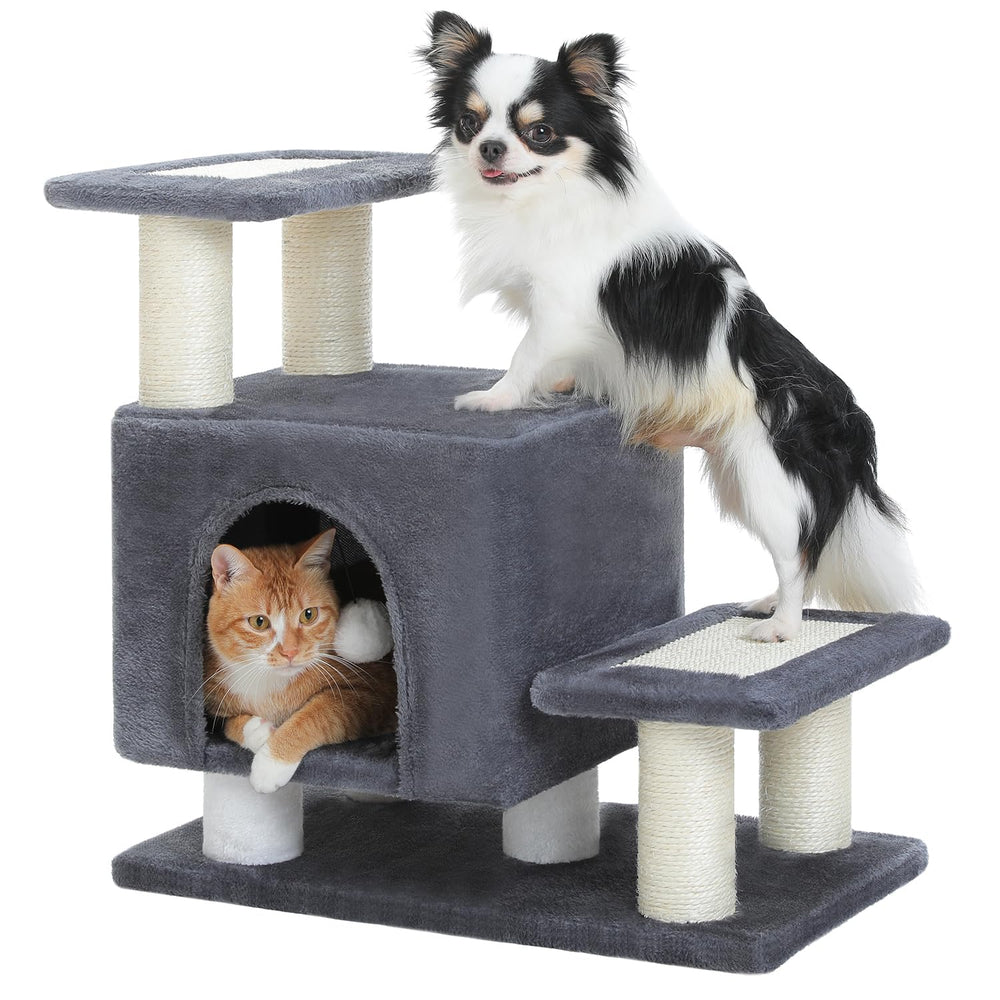 UYMI 3-in-1 dog stairs with condo and ball for climbing and resting.