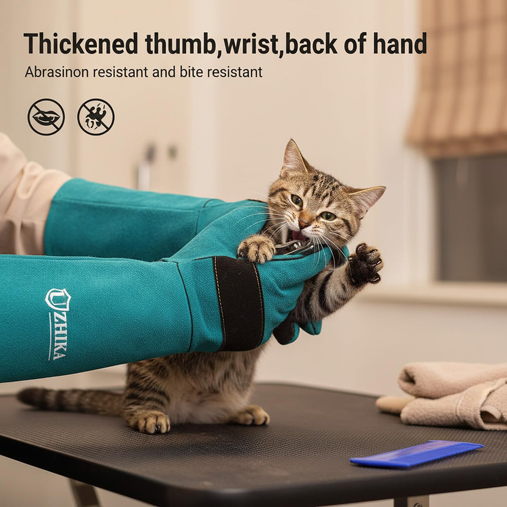 Uzhika veterinary-check glove on hand during examinations for safer handling