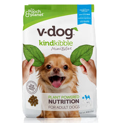 V-dog vegan mini kibble pack for small dogs with plant-based nutrition.
